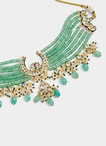 Vivinia by Vidhi Mehra Green Beaded Kundan Choker Necklace SetFabilicious Fashion