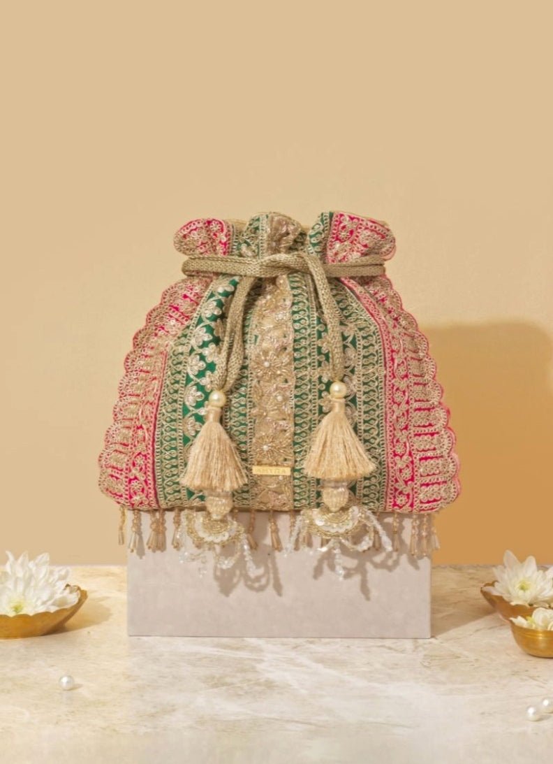 Green Embellished Potli