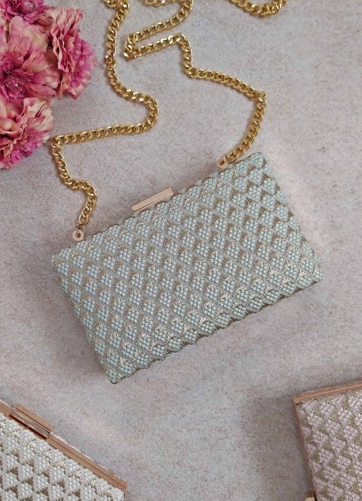 Green Embroidered Clutch
