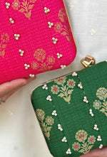Amyra Green Embroidered Pure Silk ClutchShop Jashn