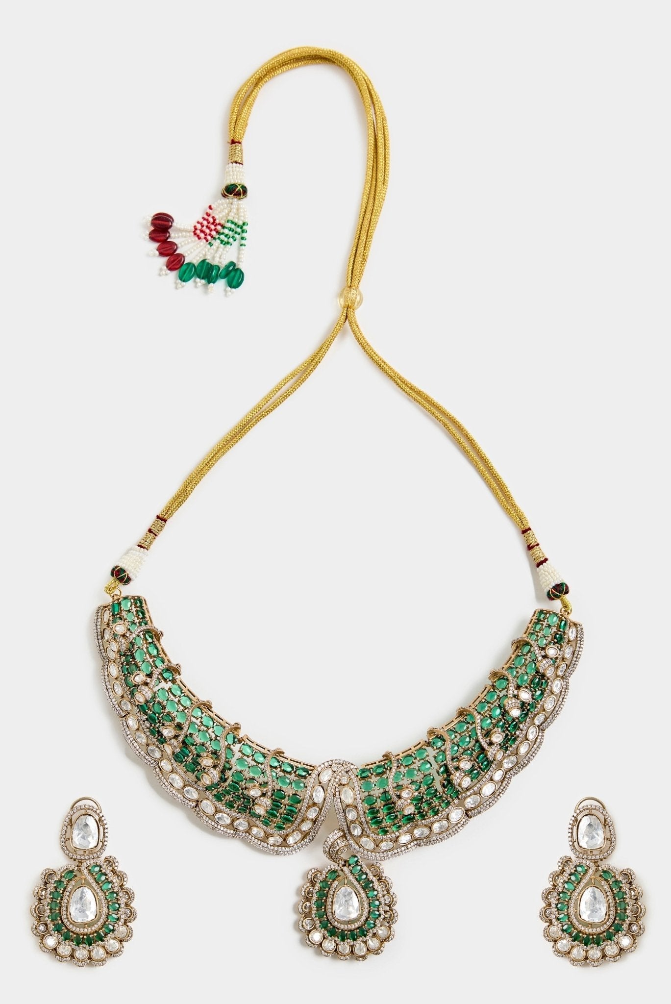 Vivinia by Vidhi Mehra Green Kundan Choker Set With EarringsFabilicious Fashion