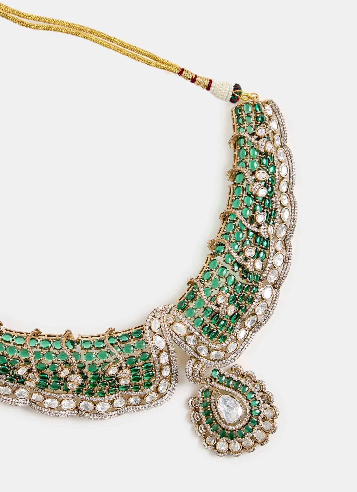 Vivinia by Vidhi Mehra Green Kundan Choker Set With EarringsFabilicious Fashion