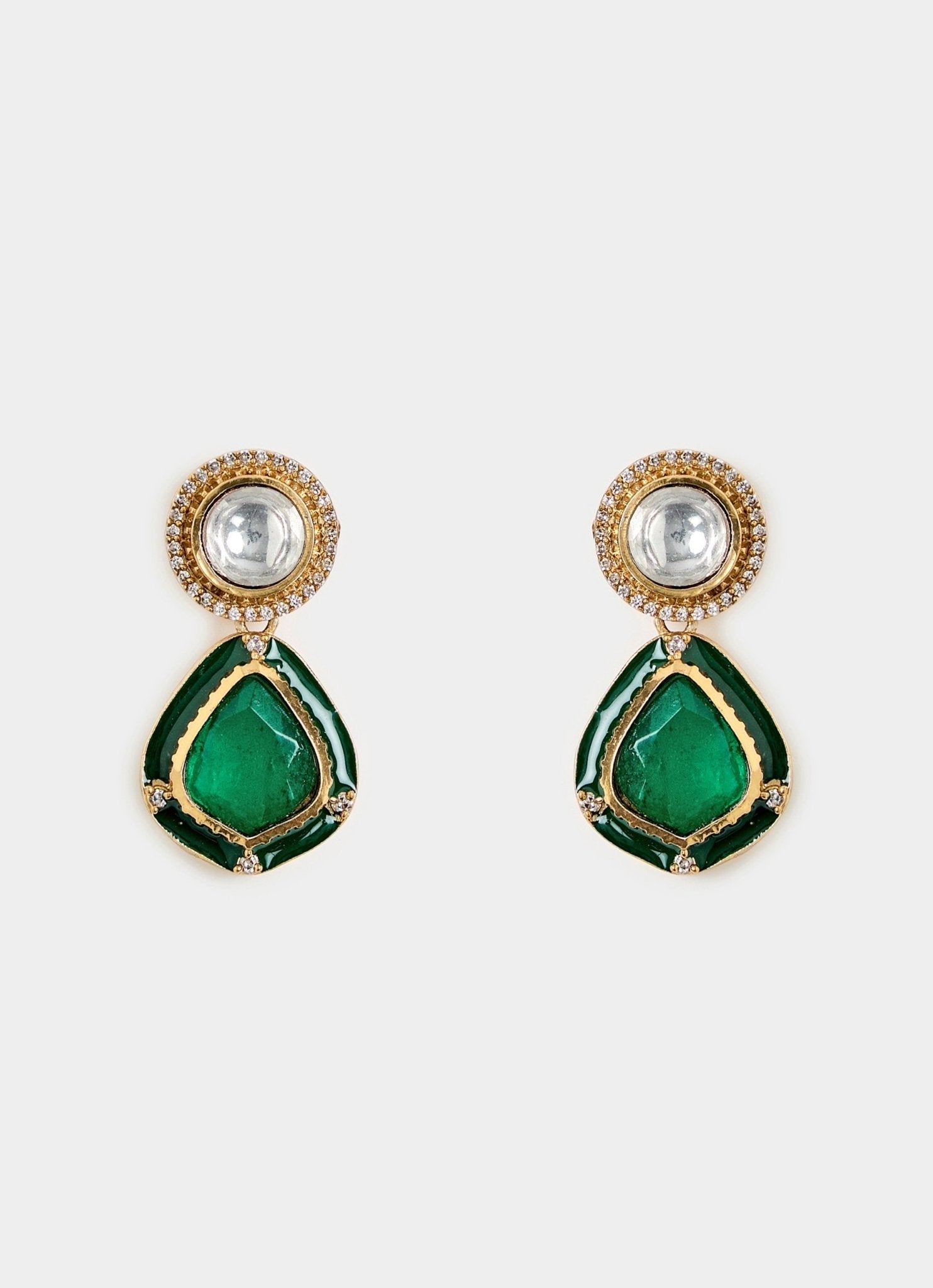 Vivinia by Vidhi Mehra Green Kundan Pendant Necklace With EarringsFabilicious Fashion