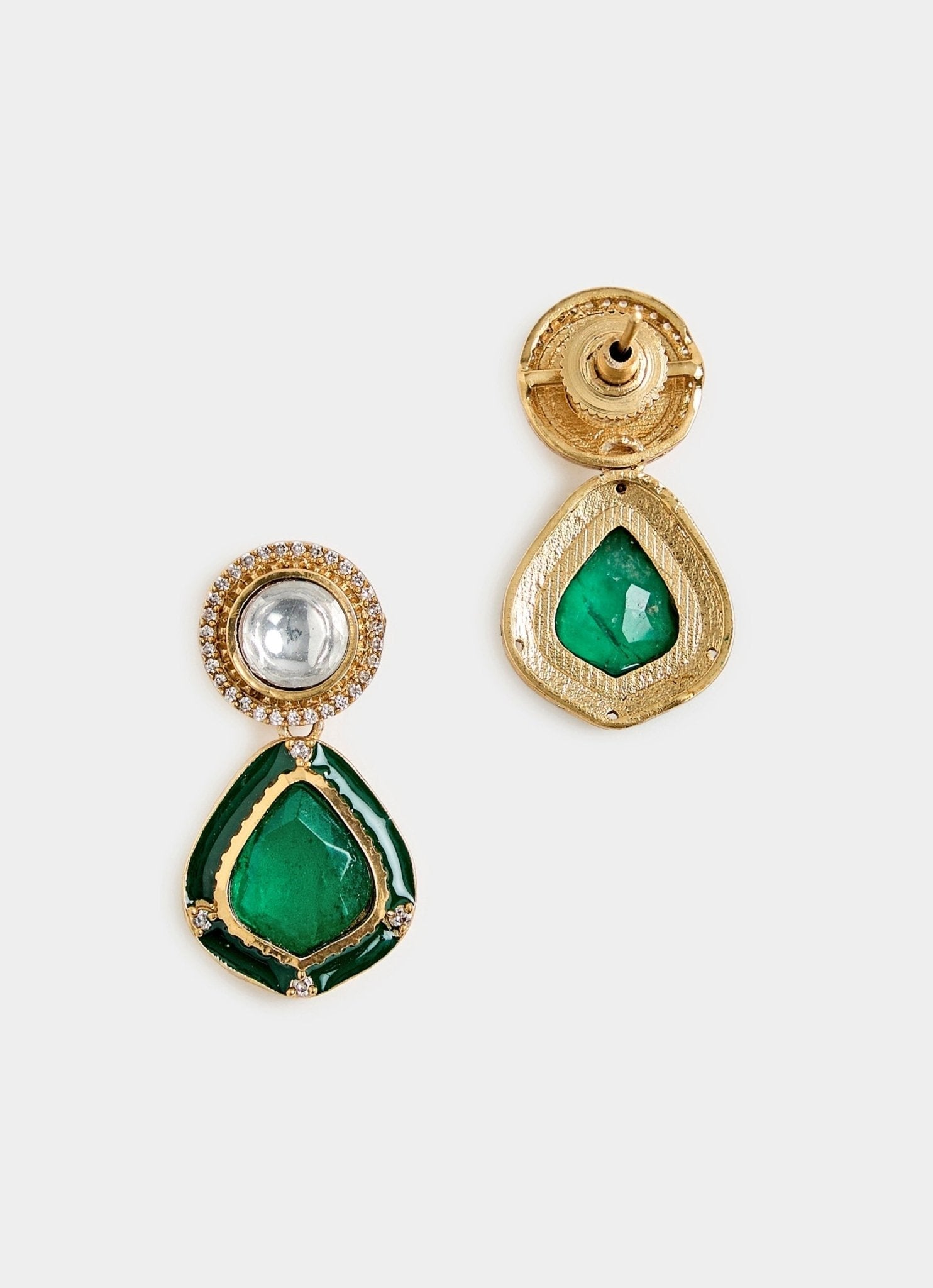 Vivinia by Vidhi Mehra Green Kundan Pendant Necklace With EarringsFabilicious Fashion