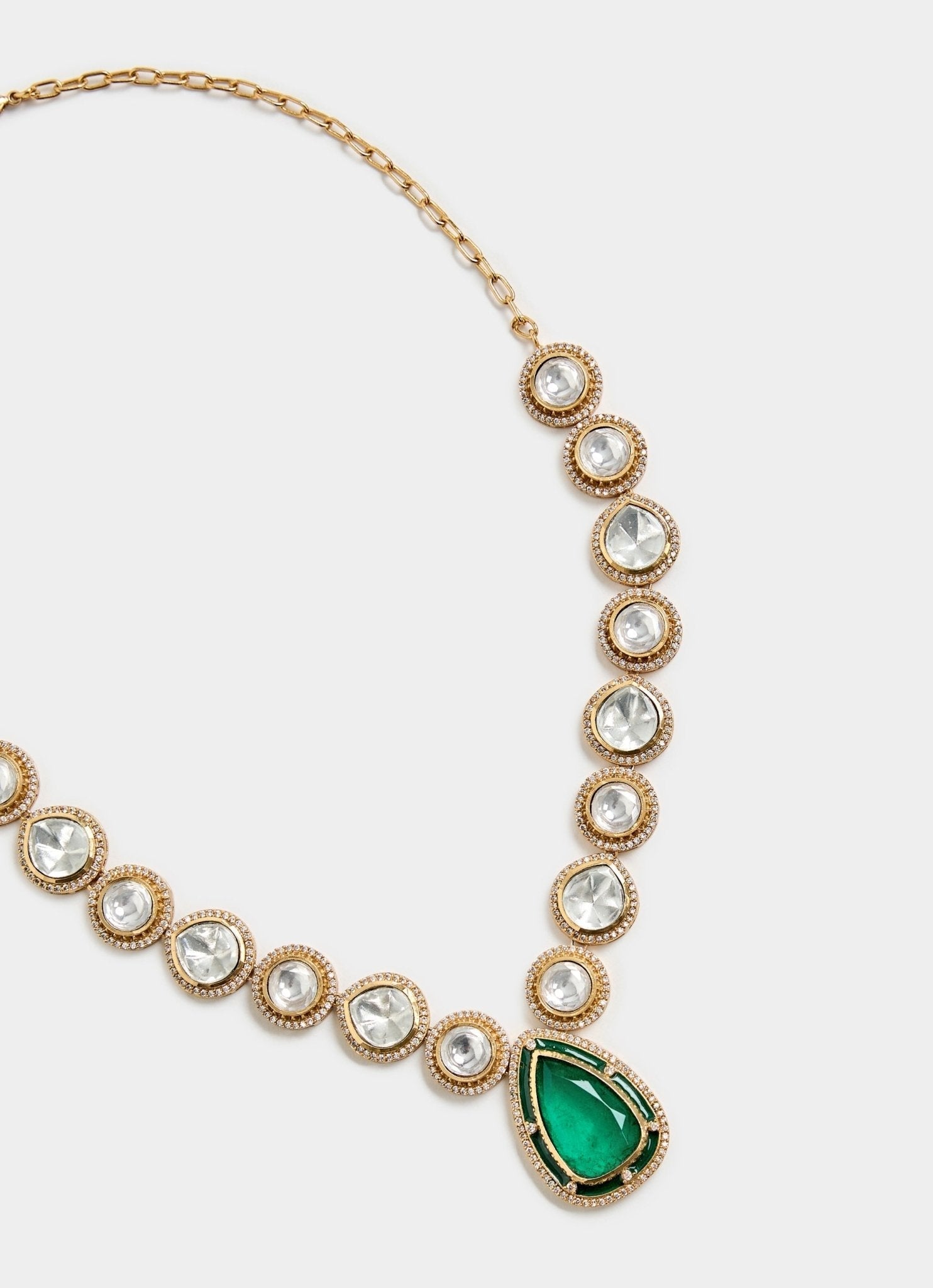 Vivinia by Vidhi Mehra Green Kundan Pendant Necklace With EarringsFabilicious Fashion