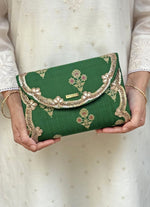 Amyra Green Pure Silk ClutchShop Jashn