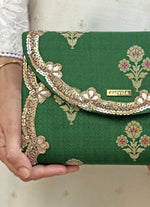 Amyra Green Pure Silk ClutchShop Jashn