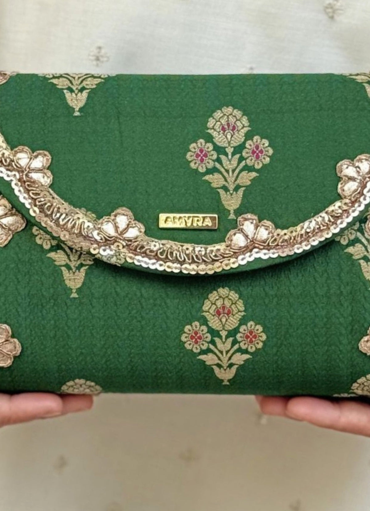 Amyra Green Pure Silk ClutchShop Jashn