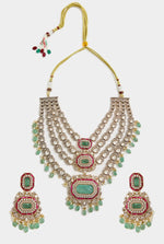Vivinia by Vidhi Mehra Green Statement Kundan Necklace SetFabilicious Fashion