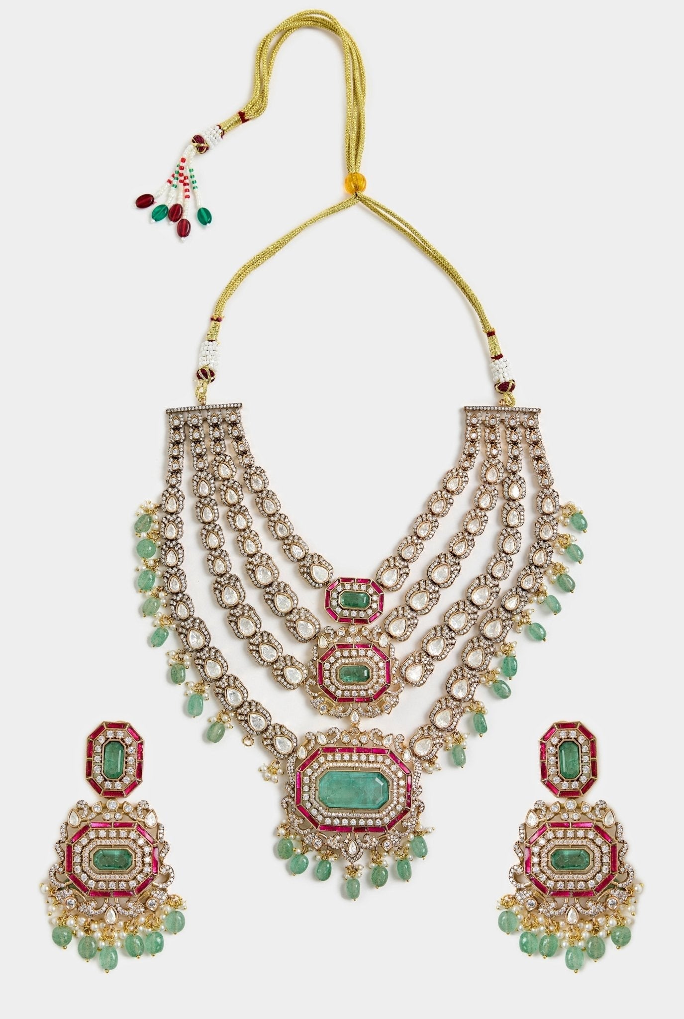 Vivinia by Vidhi Mehra Green Statement Kundan Necklace SetFabilicious Fashion