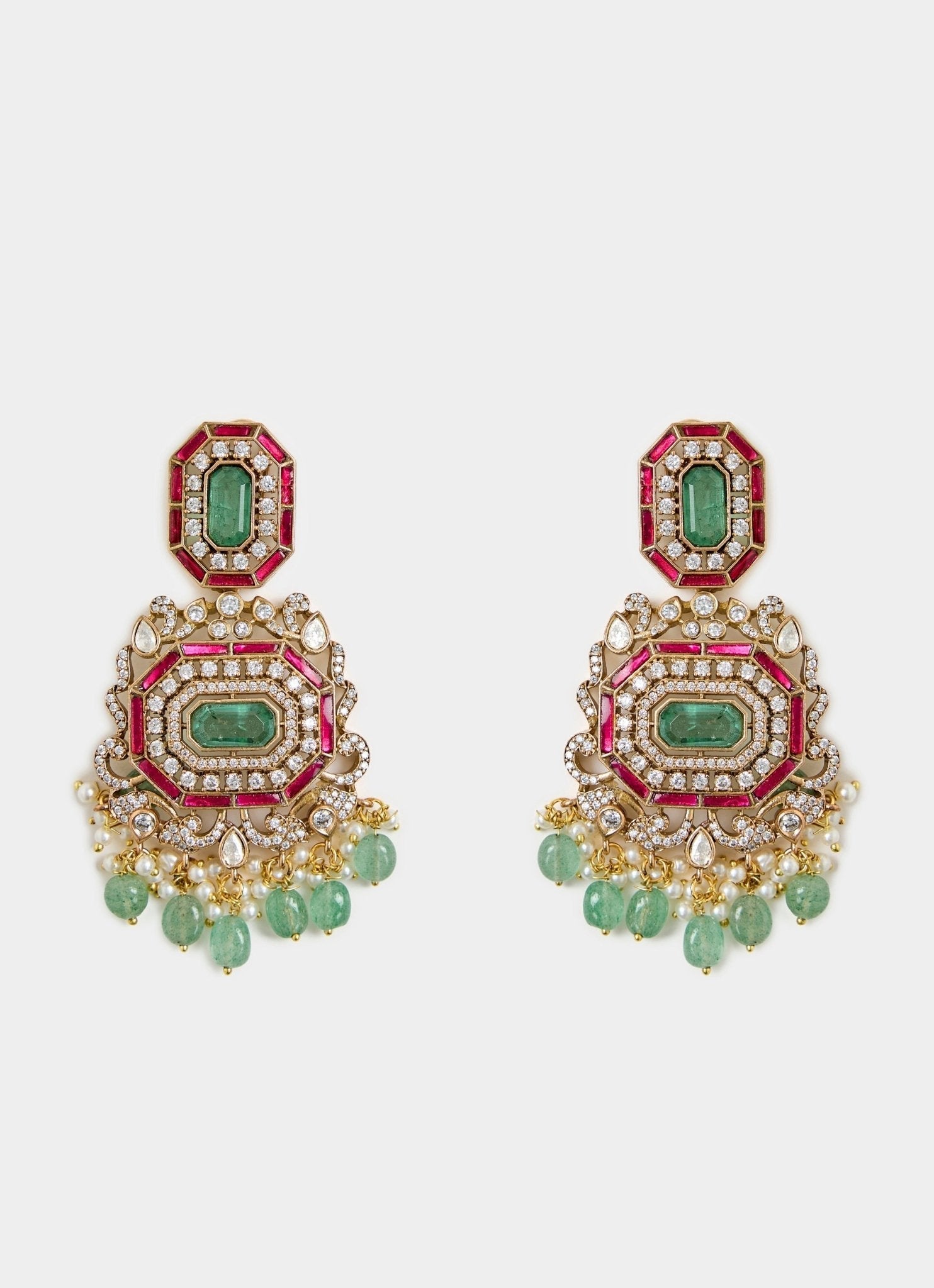Vivinia by Vidhi Mehra Green Statement Kundan Necklace SetFabilicious Fashion