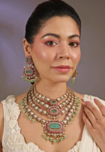 Vivinia by Vidhi Mehra Green Statement Kundan Necklace SetFabilicious Fashion