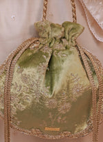 Amyra Green Velvet Scallop Embroidered PotliShop Jashn