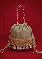 Amyra Grey Silk Organza Bucket BagShop Jashn