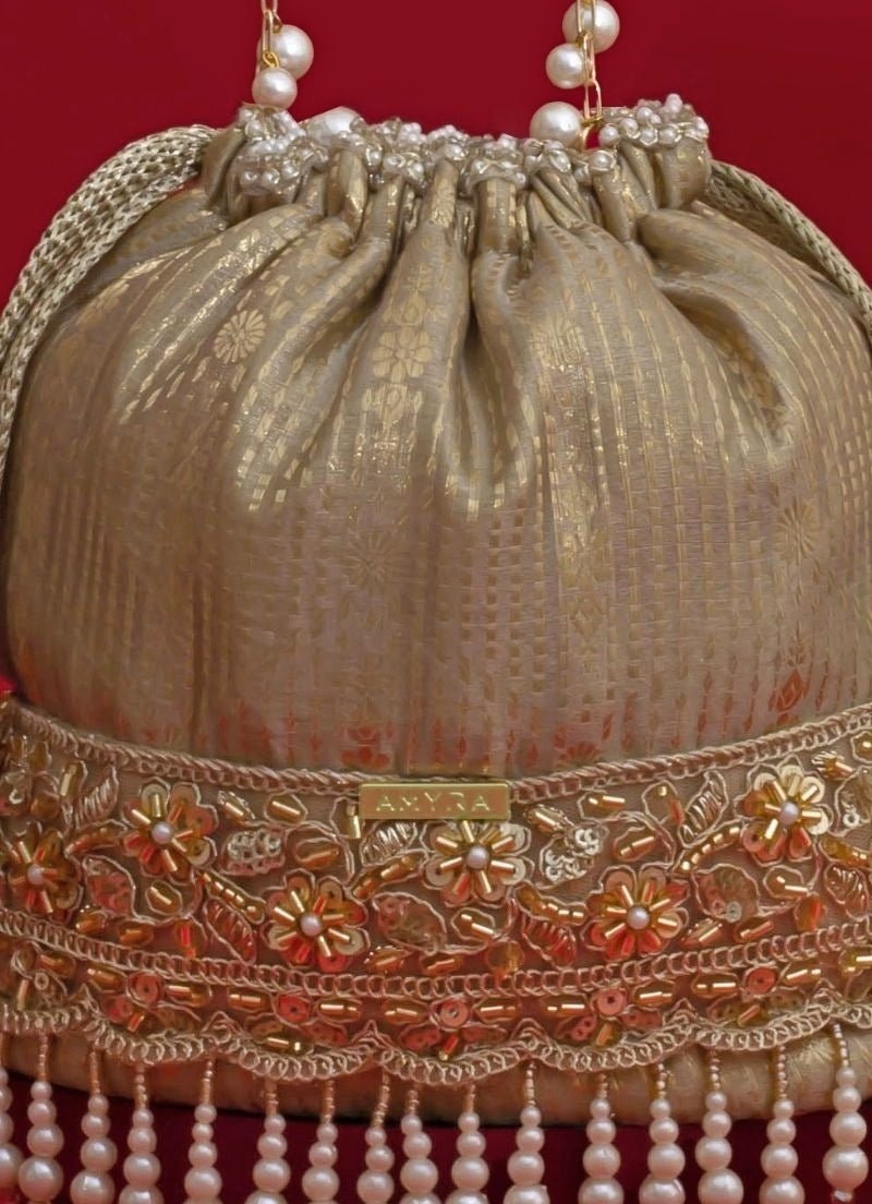 Amyra Grey Silk Organza Bucket BagShop Jashn