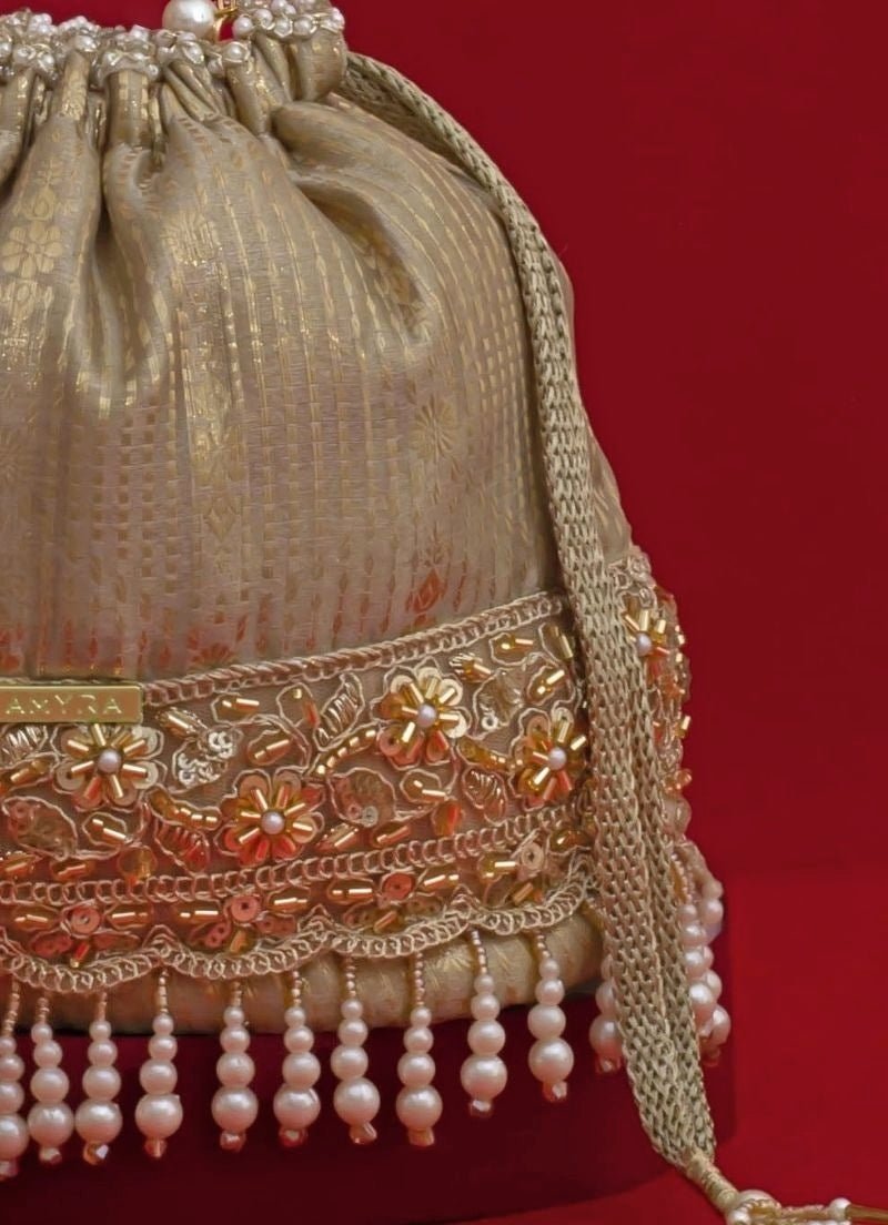 Amyra Grey Silk Organza Bucket BagShop Jashn