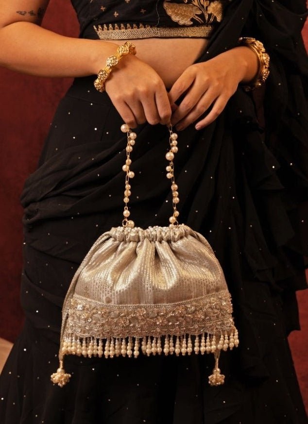 Amyra Grey Silk Organza PotliShop Jashn