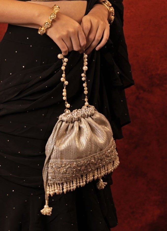 Amyra Grey Silk Organza PotliShop Jashn