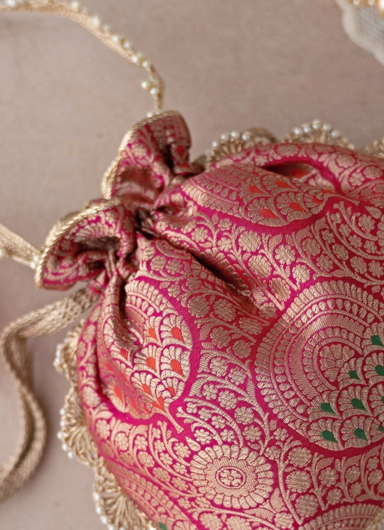 Hot Pink Banarasi Potli
