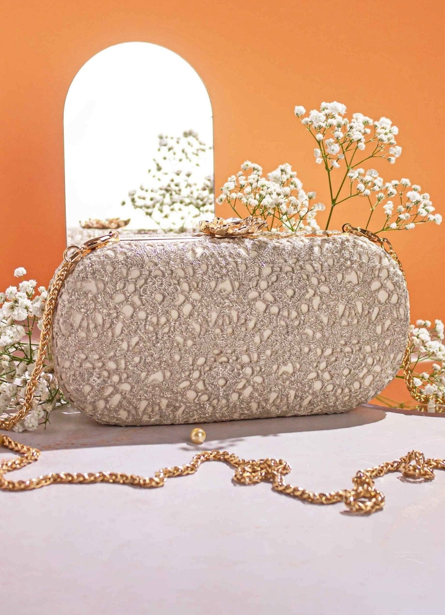 Ivory Cutwork Clutch