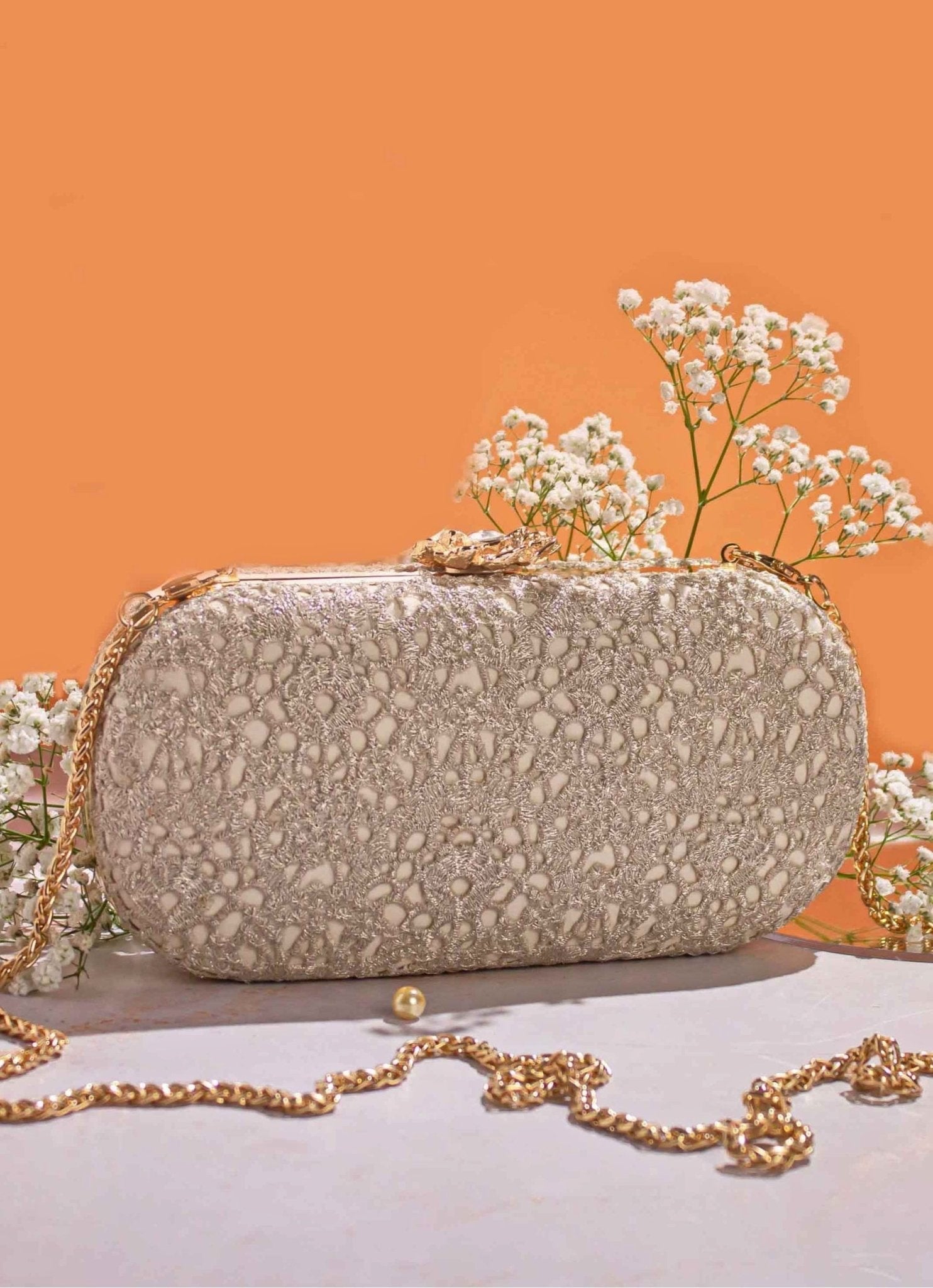 Ivory Cutwork Clutch