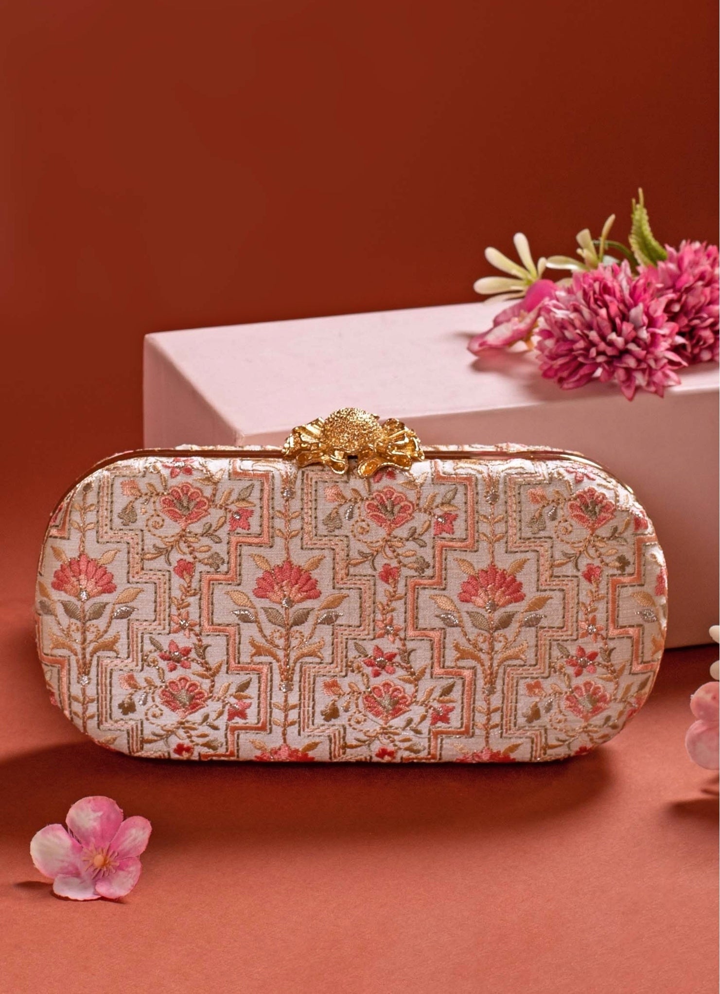 Ivory Embroidered Clutch