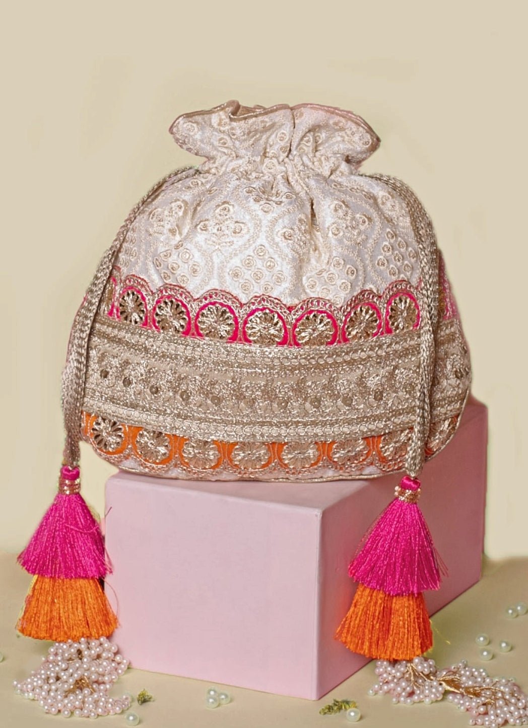Ivory Embroidered Potli