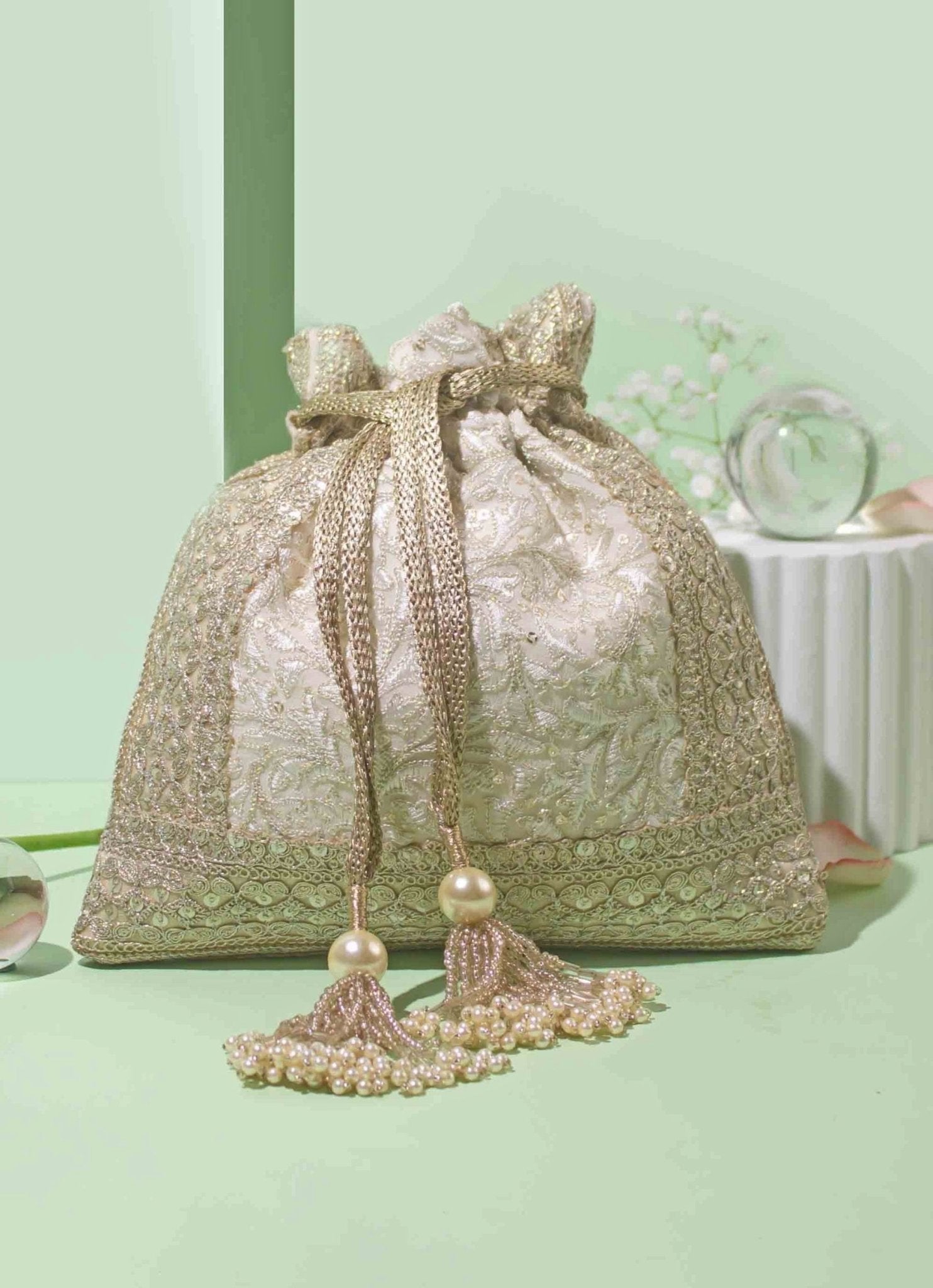 Ivory Embroidered Potli