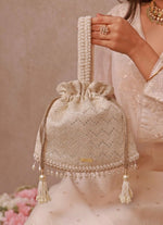 Amyra Ivory Embroidered PotliShop Jashn
