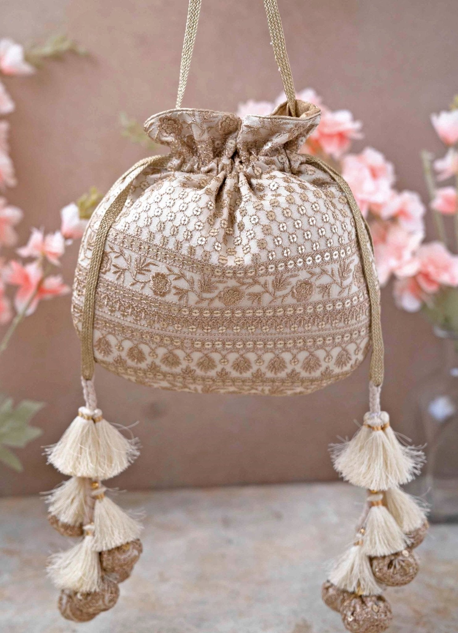 Ivory Embroidered Potli