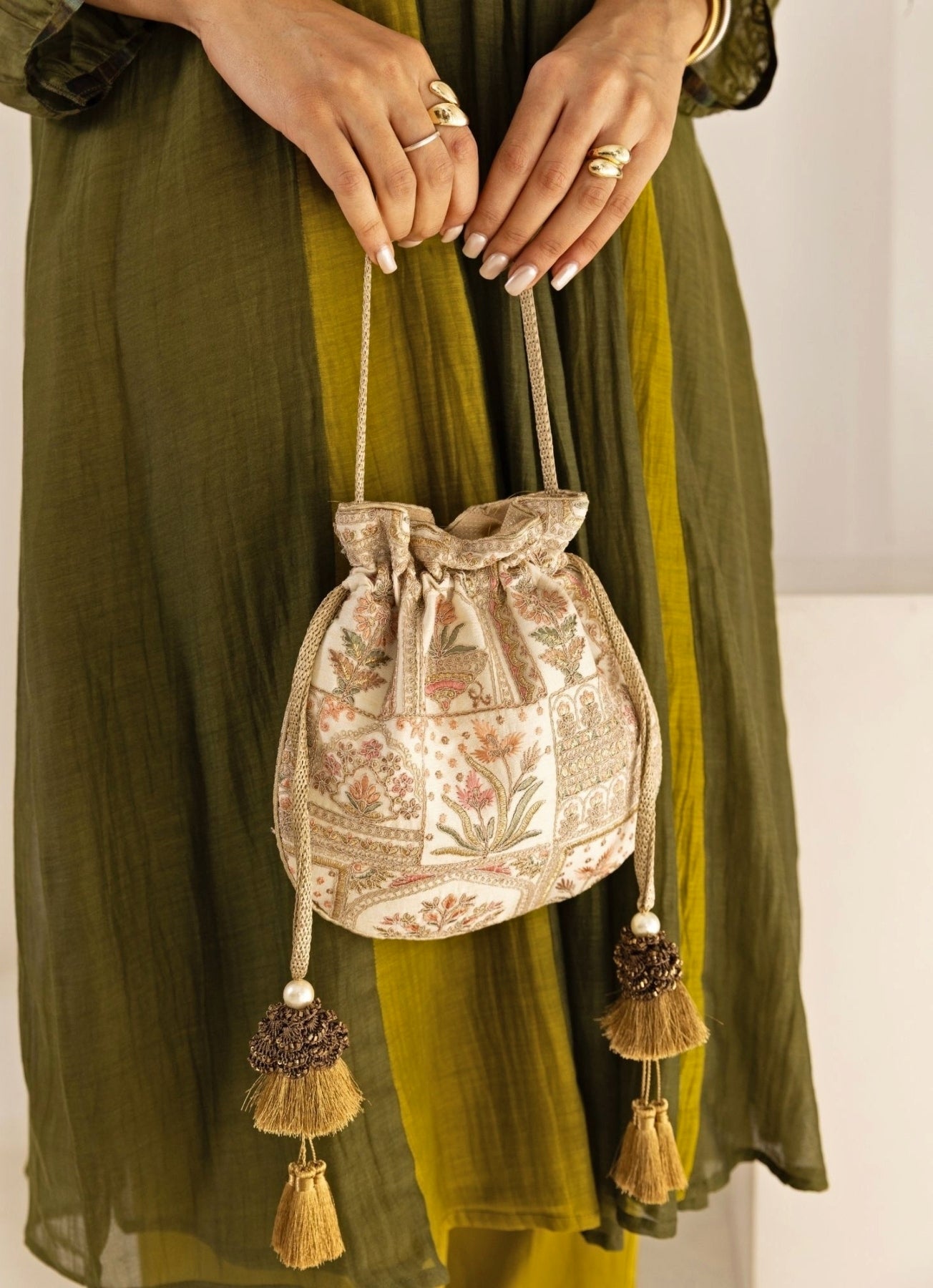 Ivory Embroidered Potli