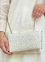 Amyra Ivory Embroidered Silk ClutchShop Jashn