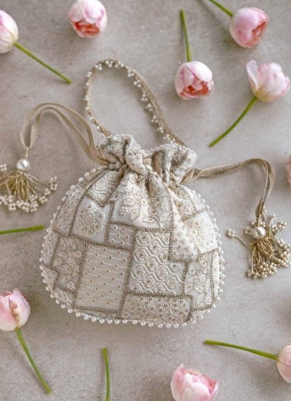 Ivory Mosiac Embroidered Potli