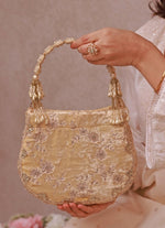 Amyra Ivory Velvet Scallop Embroidered PurseShop Jashn