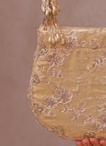 Amyra Ivory Velvet Scallop Embroidered PurseShop Jashn