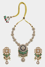 Vivinia by Vidhi Mehra Kundan And Emerald Green Statement Necklace SetFabilicious Fashion