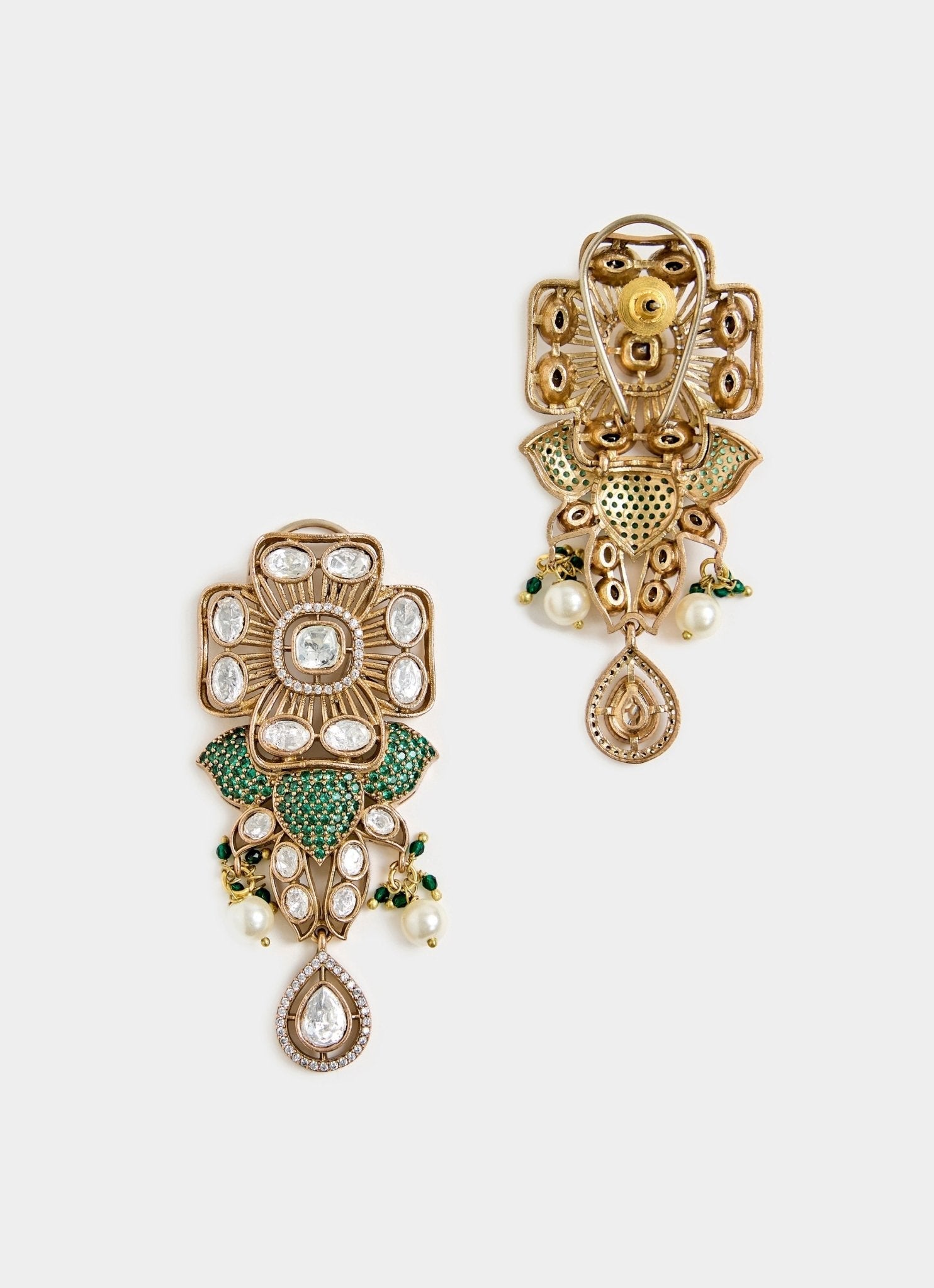 Vivinia by Vidhi Mehra Kundan And Emerald Green Statement Necklace SetFabilicious Fashion