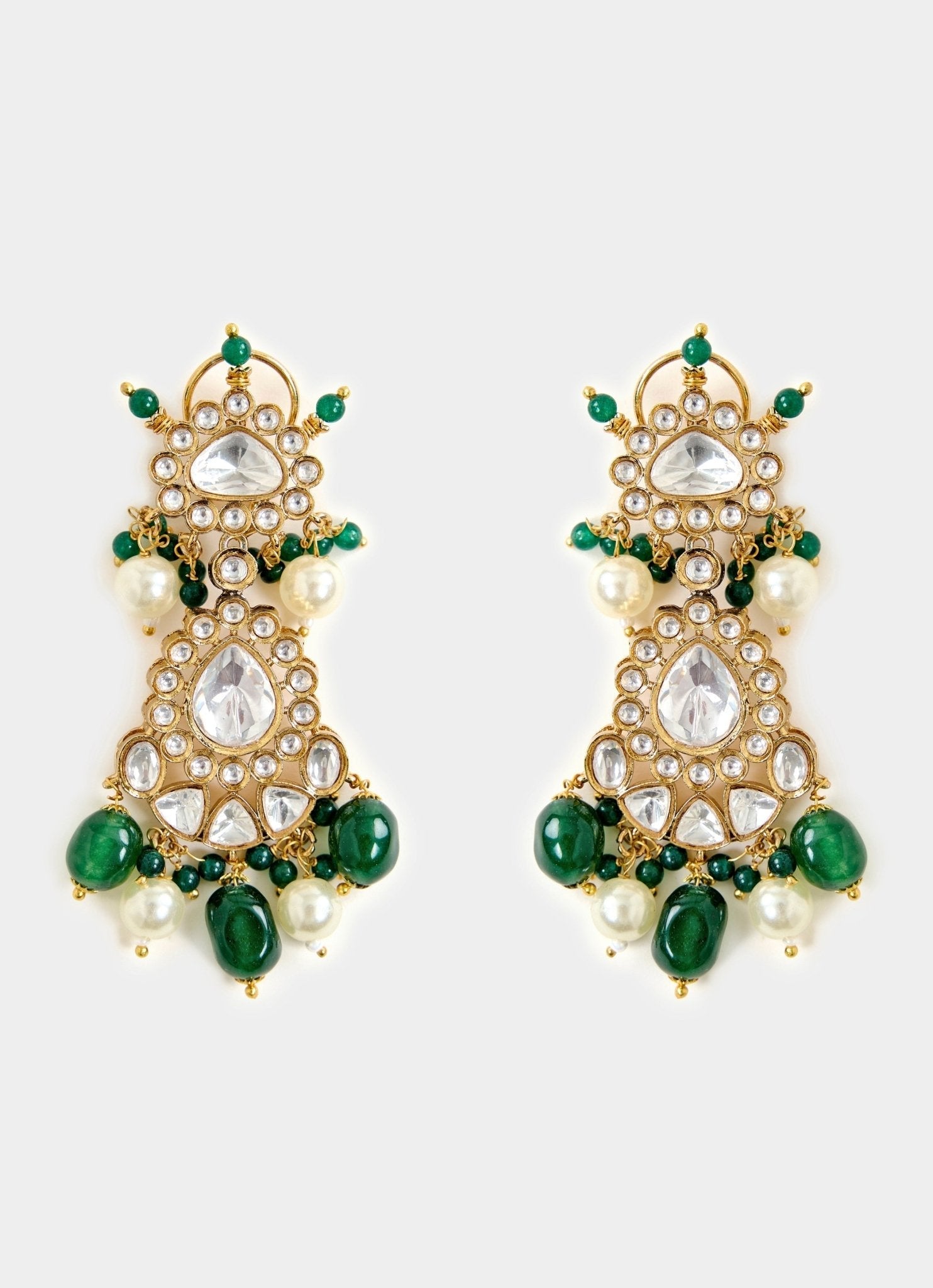 Vivinia by Vidhi Mehra Kundan And Green Bead Bridal Necklace SetFabilicious Fashion