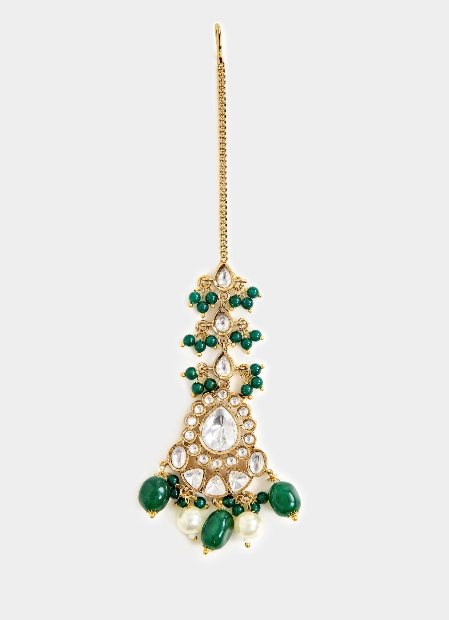 Vivinia by Vidhi Mehra Kundan And Green Bead Bridal Necklace SetFabilicious Fashion