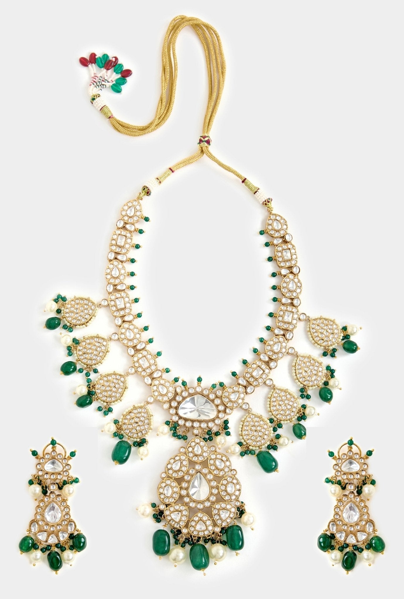 Vivinia by Vidhi Mehra Kundan And Green Bead Bridal Necklace SetFabilicious Fashion