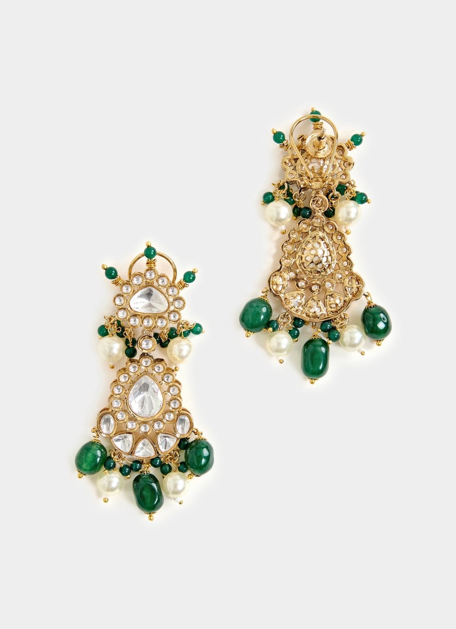 Vivinia by Vidhi Mehra Kundan And Green Bead Bridal Necklace SetFabilicious Fashion