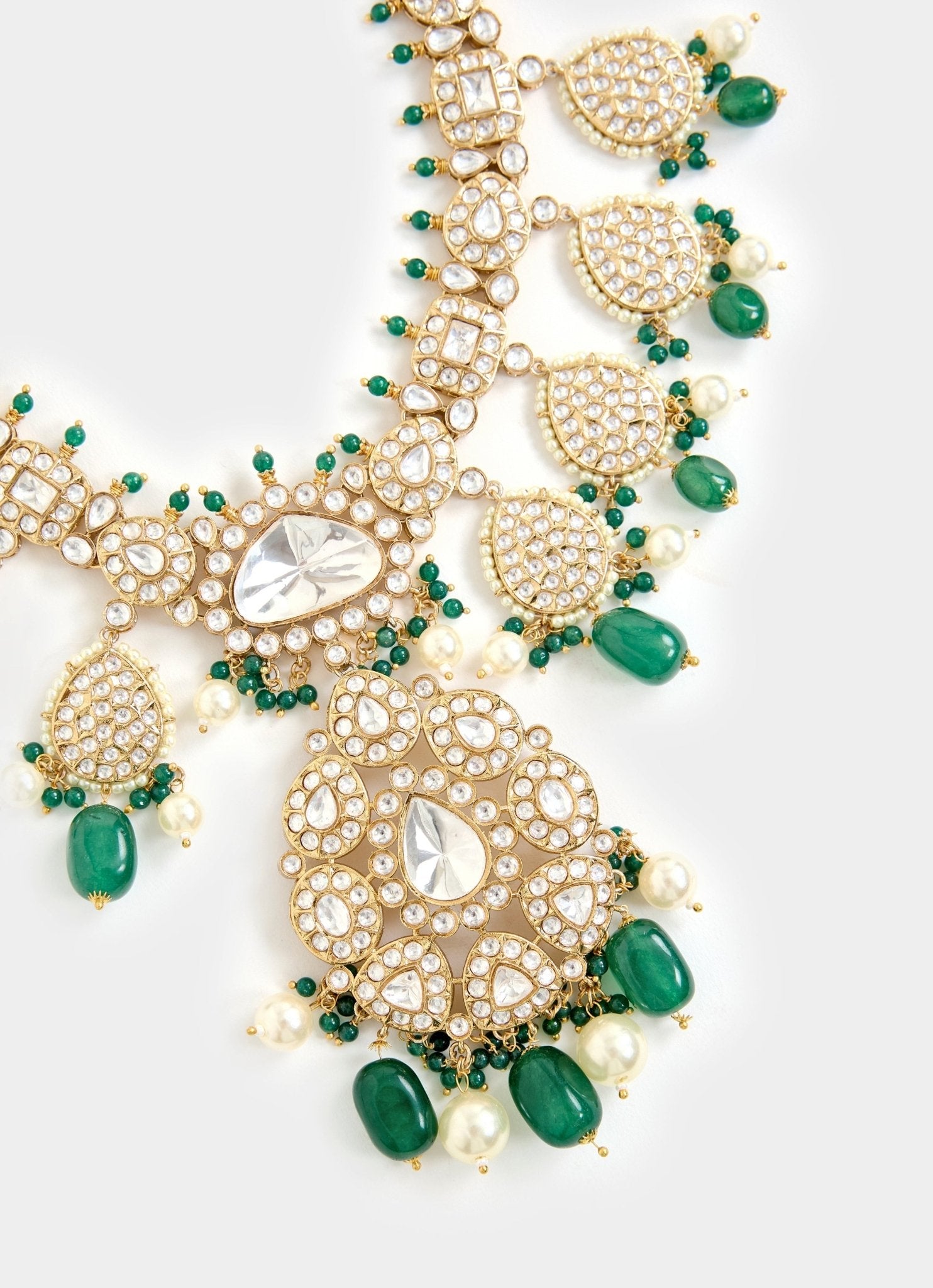 Vivinia by Vidhi Mehra Kundan And Green Bead Bridal Necklace SetFabilicious Fashion