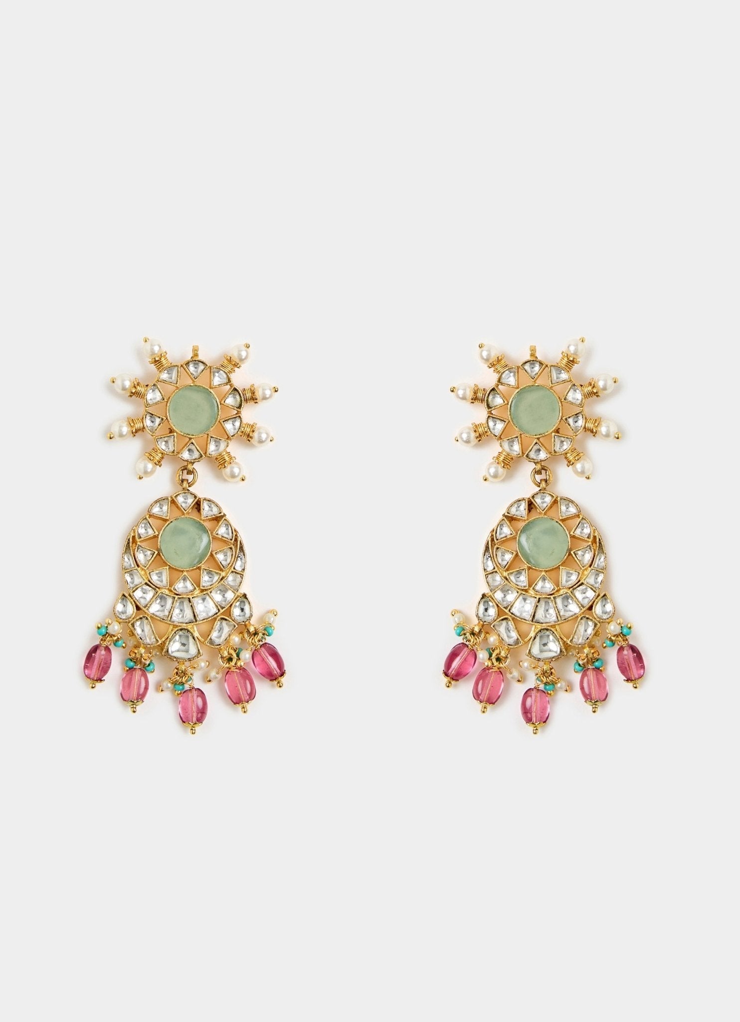 Vivinia by Vidhi Mehra Kundan Green And Pink Beaded Bridal Choker SetFabilicious Fashion