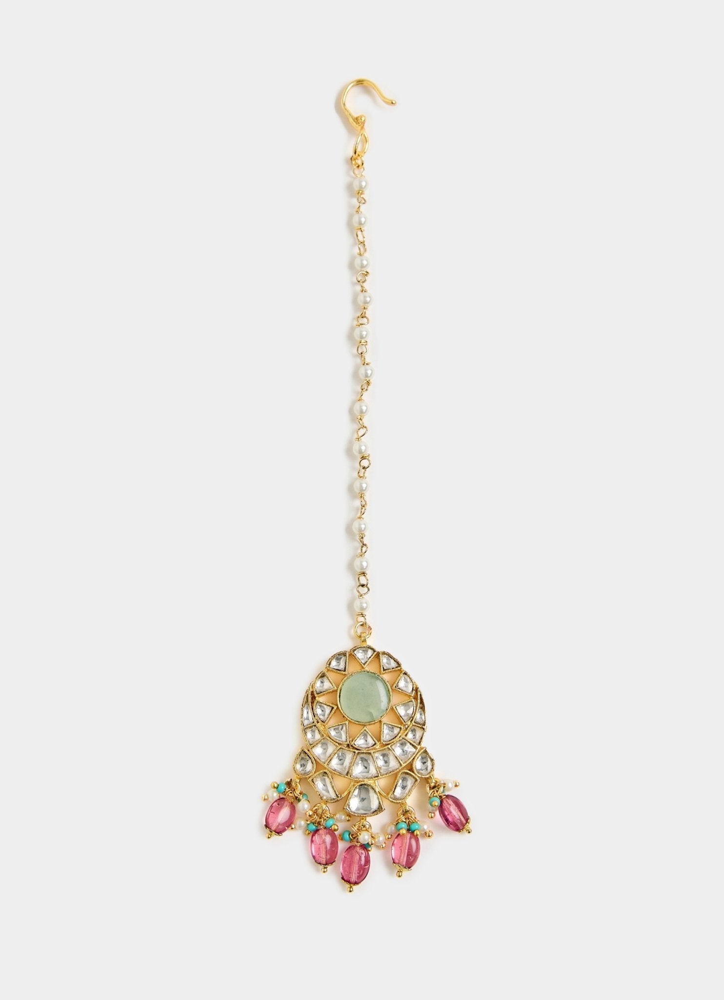 Vivinia by Vidhi Mehra Kundan Green And Pink Beaded Bridal Choker SetFabilicious Fashion