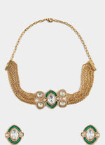 Vivinia by Vidhi Mehra Kundan Green And White Choker Necklace SetFabilicious Fashion