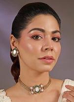 Vivinia by Vidhi Mehra Kundan Green And White Choker Necklace SetFabilicious Fashion