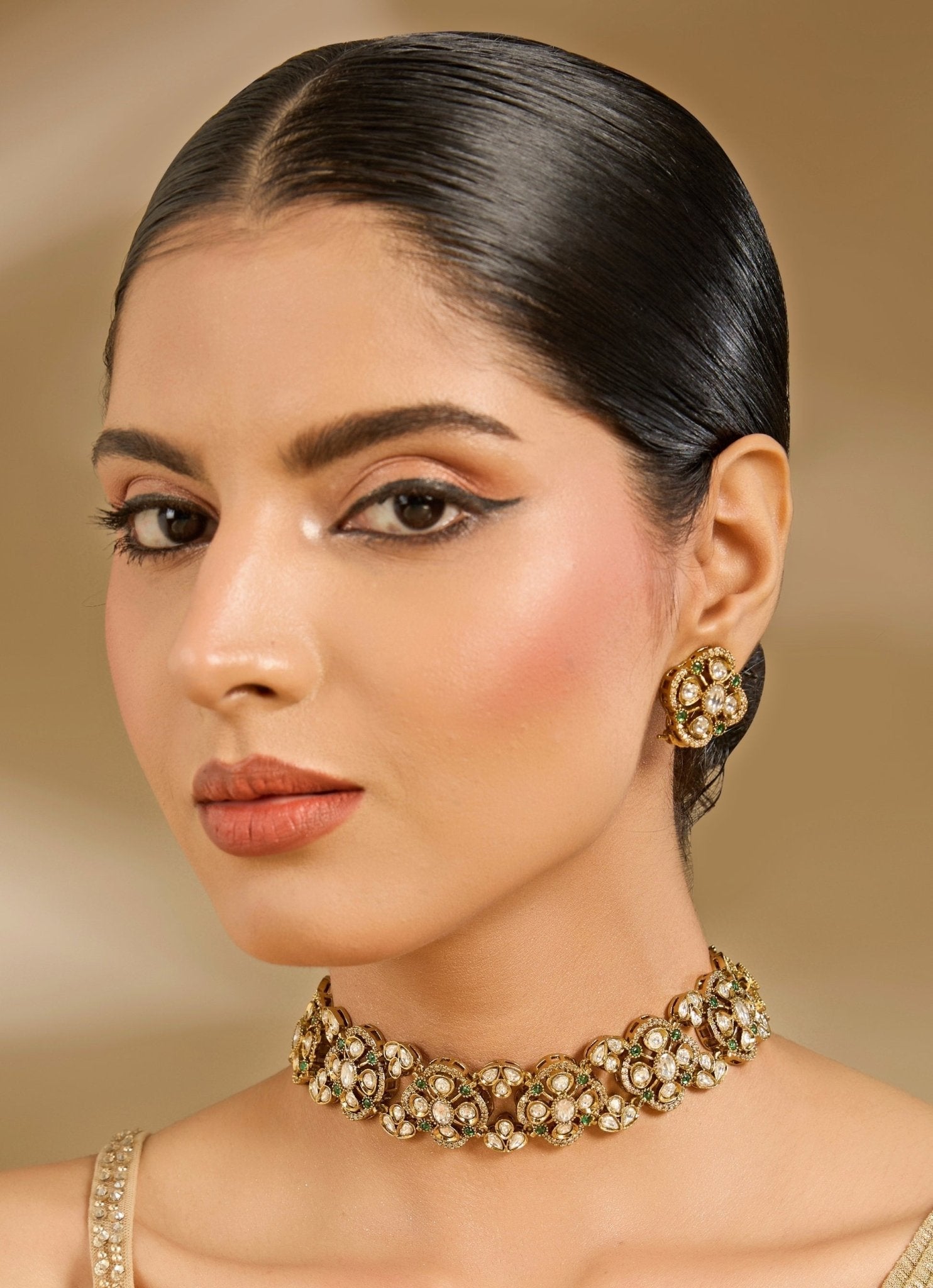 Vivinia by Vidhi Mehra Kundan Polki Floral Choker NecklaceFabilicious Fashion