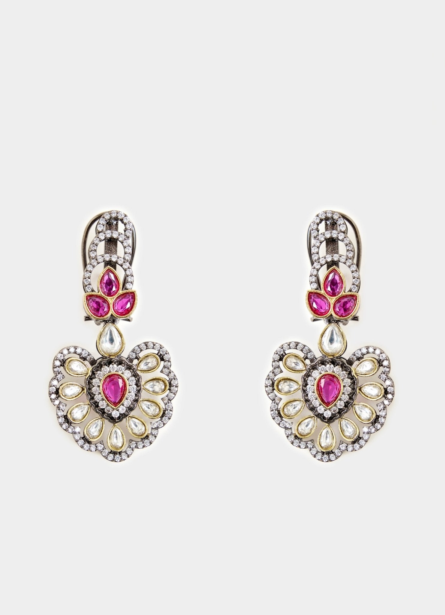 Vivinia by Vidhi Mehra Lilac And Pink Beaded Kundan Style Necklace SetFabilicious Fashion