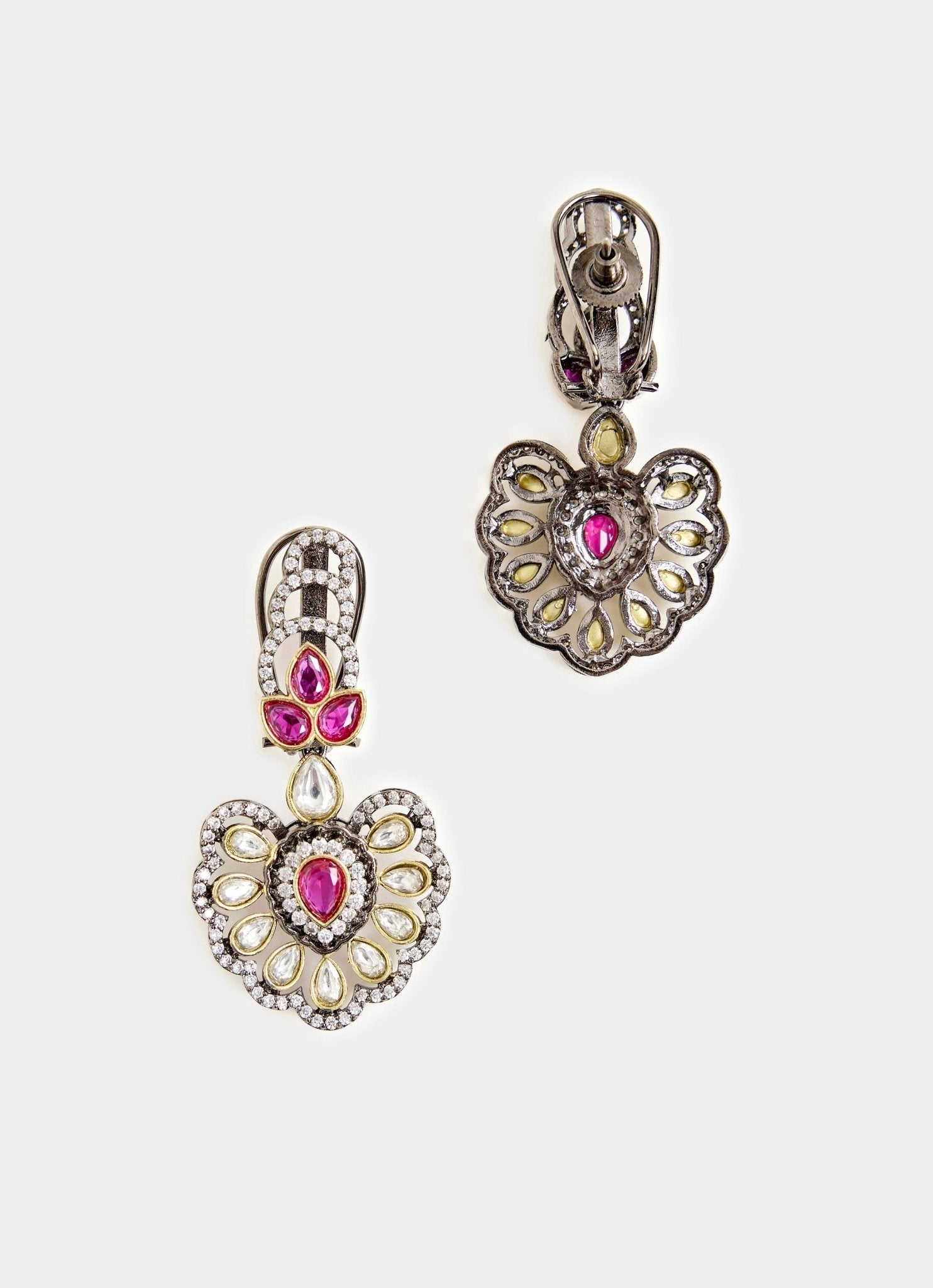 Vivinia by Vidhi Mehra Lilac And Pink Beaded Kundan Style Necklace SetFabilicious Fashion