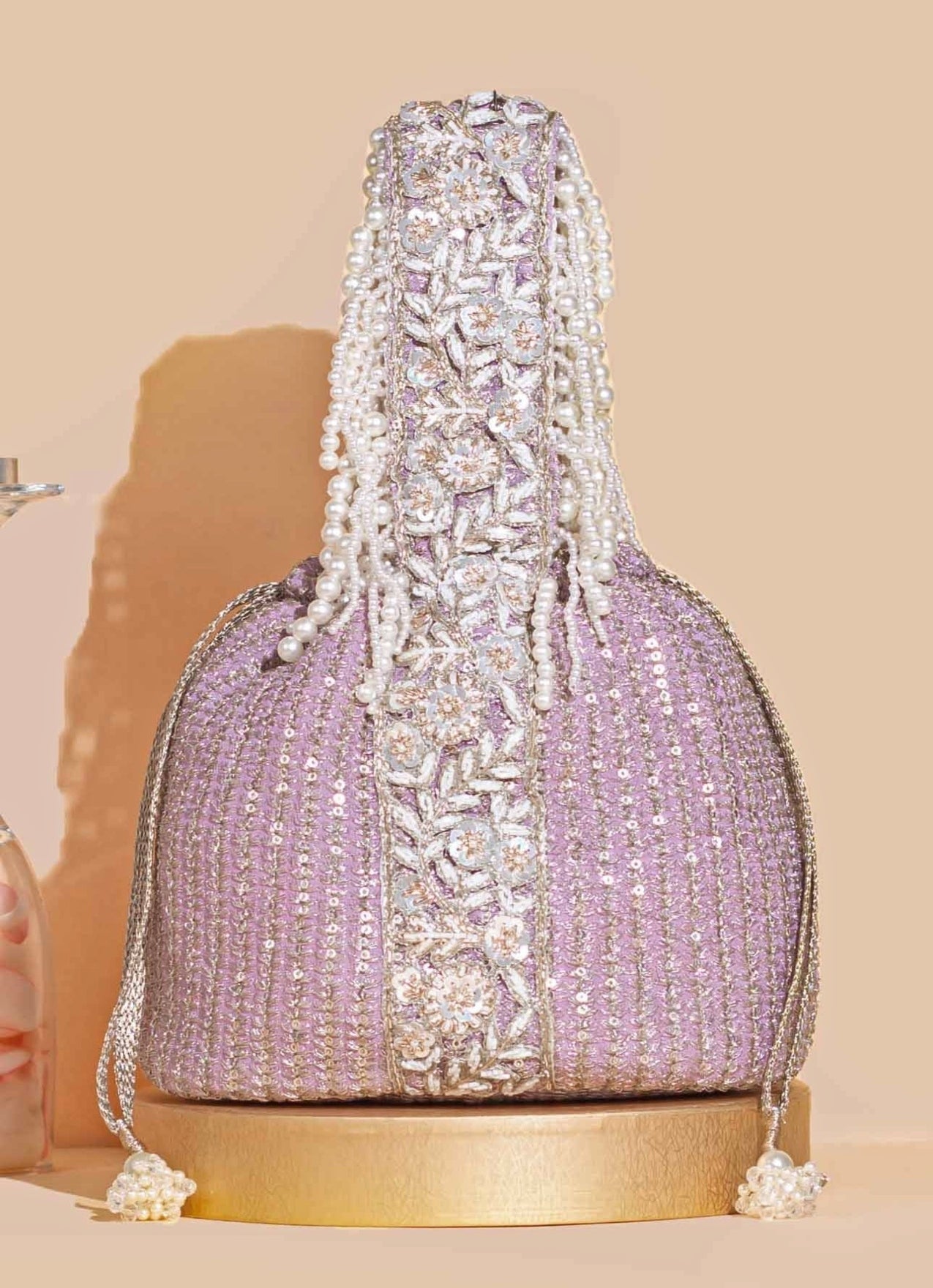 Lilac Embellished Bucket Bag